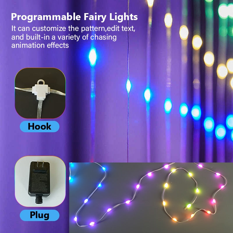 Smart Curtain String Lights with Bluetooth APP Control