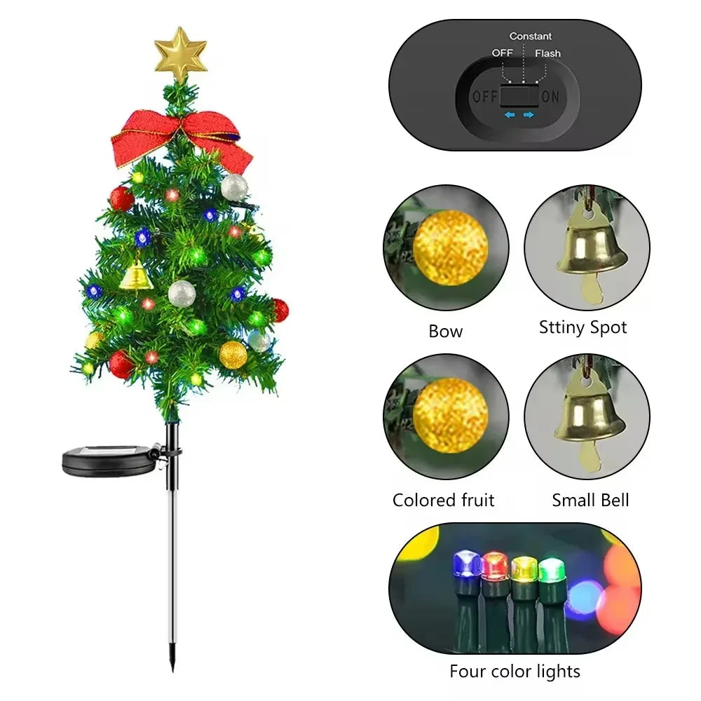 Christmas Tree Solar Lights Outdoor Waterproof LED Garden Lawn Landscape Festive Decorative Floor Night Lights Christmas Decor
