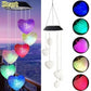 LED Solar Wind Chime Crystal Ball Hummingbird Wind Chime Light Color Changing Waterproof Hanging Solar Light for Home Garden