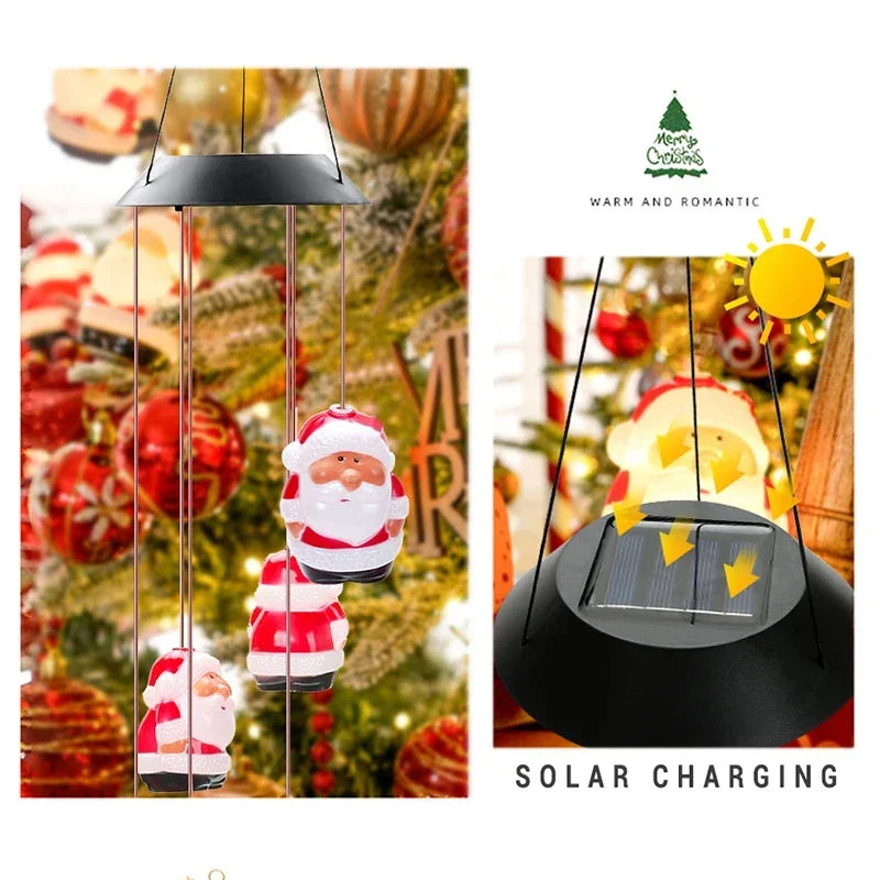 Outdoor Solar LED Christmas String Lights Solar Powered Festival Atmosphere Decorative Light Waterproof Wind Chime Lamp