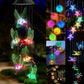LED Solar Wind Chime Crystal Ball Hummingbird Wind Chime Light Color Changing Waterproof Hanging Solar Light for Home Garden