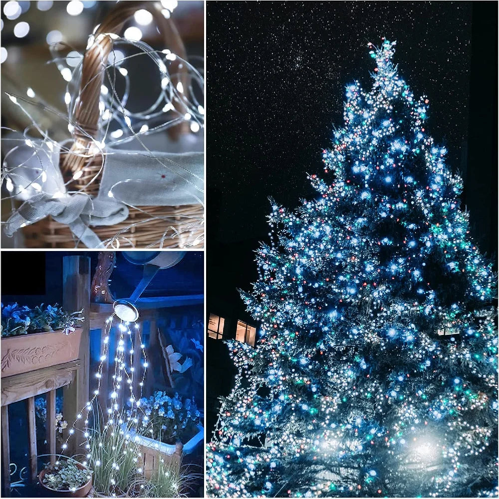 Solar Christmas String Lights Outdoor Solar Fairy Lights 8 Lighting Modes Twinkle Lights for Garden Party Wedding Xmas Decor