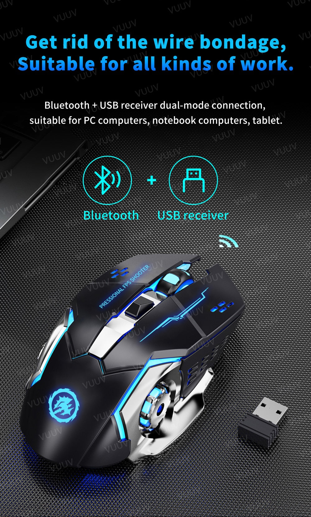Mechanical Wireless LED Mouse