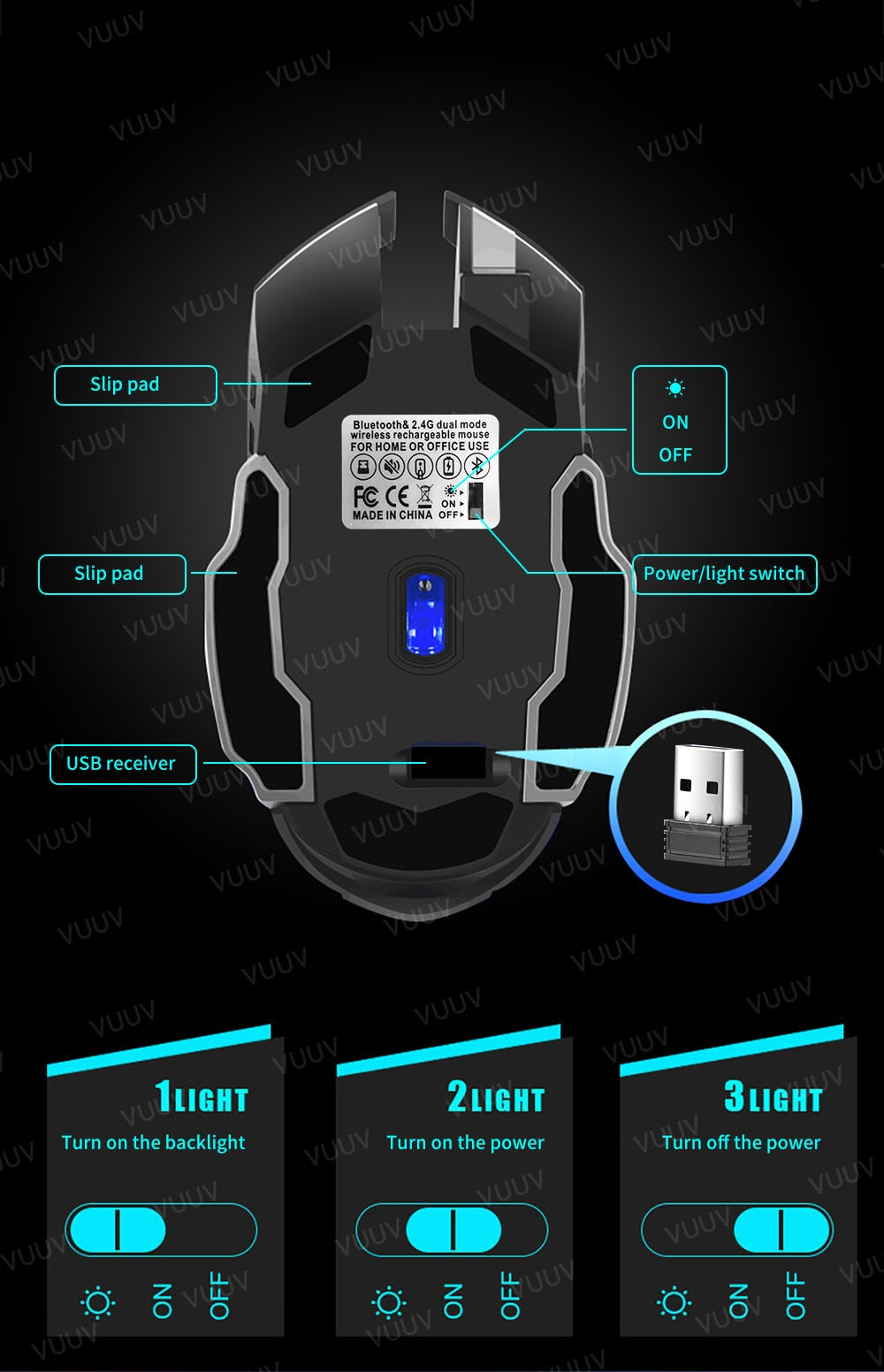 Mechanical Wireless LED Mouse